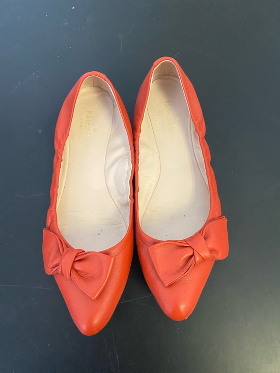 kate spade Shoes - kate spade Coral-Red Bow Pointed Ballet Flats